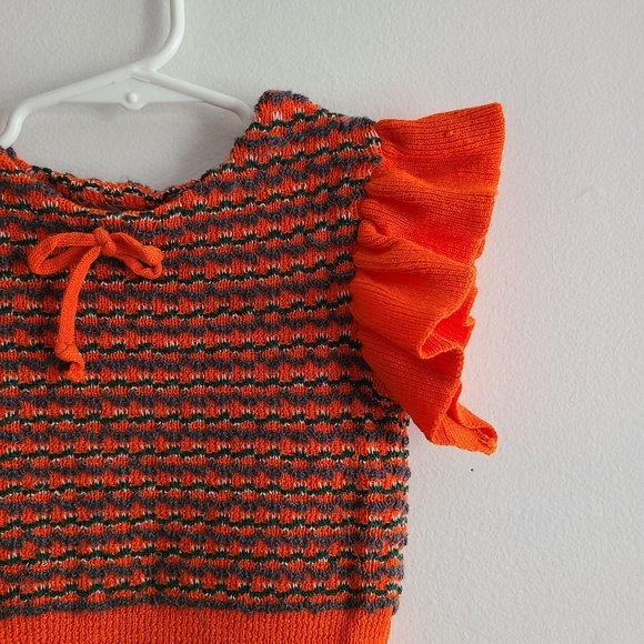 60s / 70s Vintage Girls Ruffle Sleeve Sweater Top - Picture 2 of 4